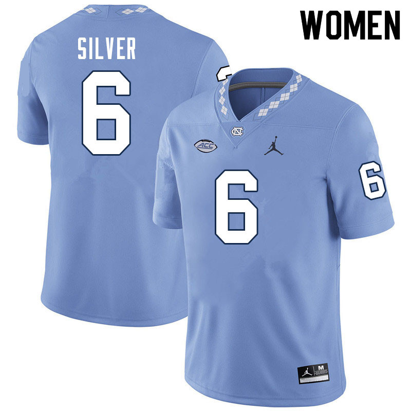 Women #6 Keeshawn Silver North Carolina Tar Heels College Football Jerseys Sale-Carolina Blue